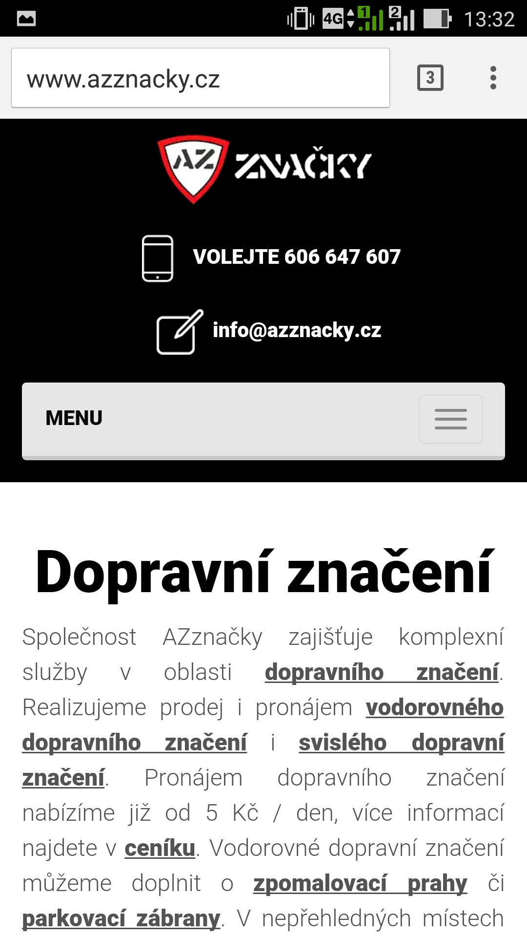 dopravní značení - responsivní web